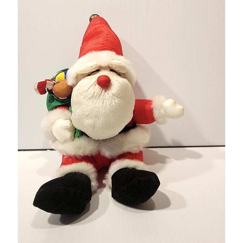 Vintage‎ 1993 Trendmasters 8" Santa plush with toy bag and bell on cap